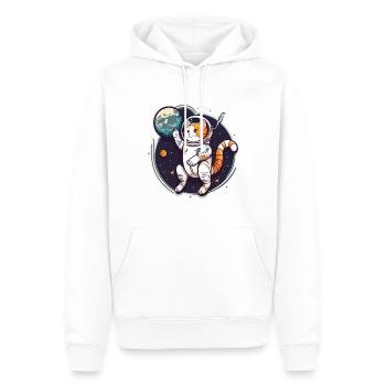 Katzen-Weltraum-Entdecker - Männer Premium Bio Hoodie - Weiß - Vorne - Nico (187cm)