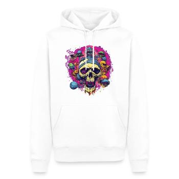 Schädel und Pilze - Männer Premium Bio Hoodie - Weiß - Vorne - Nico (187cm)