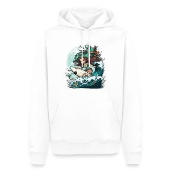 Sirène de surf - Sweat à capuche Premium bio Homme - blanc - Devant - Nico (187cm)