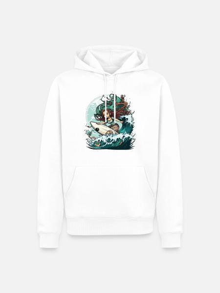 Surfing Siren - Men’s Premium Organic Hoodie - white