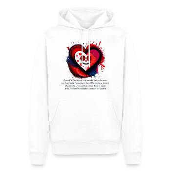 Cœur souriant, colorisé et poétique - Sweat à capuche Premium bio Homme - blanc - Devant - Nico (187cm)