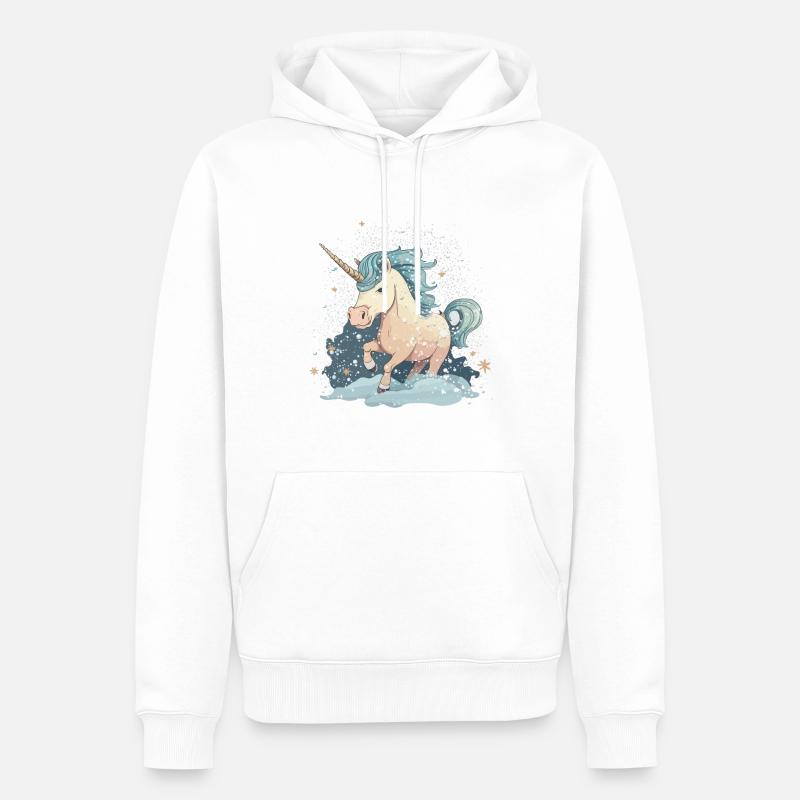 Verschneites Einhorn - Männer Premium Bio Hoodie - Weiß