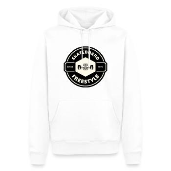 SKATEBOARD FREESTYLE X AXE X ROUEDE SKATE - Sweat à capuche Premium bio Homme - blanc - Devant - Nico (187cm)