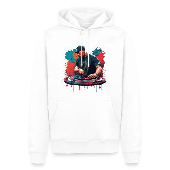 Strong Beats : Smoky Turntable - Männer Premium Bio Hoodie - Weiß - Vorne - Nico (187cm)