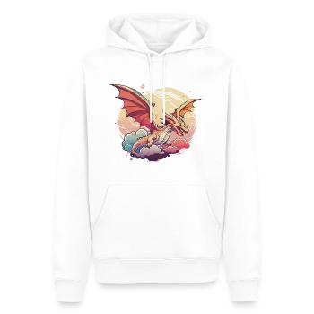 Dragon dans les nuages - Sweat à capuche Premium bio Homme - blanc - Devant - Nico (187cm)