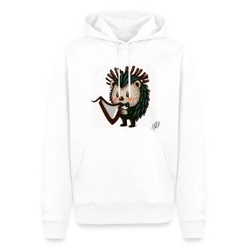 Stachelschwein-Harfenistin - Männer Premium Bio Hoodie - Weiß - Vorne - Nico (187cm)
