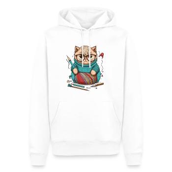 Strickende Katze - Männer Premium Bio Hoodie - Weiß - Vorne - Nico (187cm)