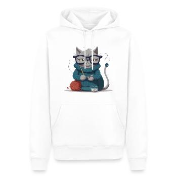 Strickende Katze - Männer Premium Bio Hoodie - Weiß - Vorne - Nico (187cm)