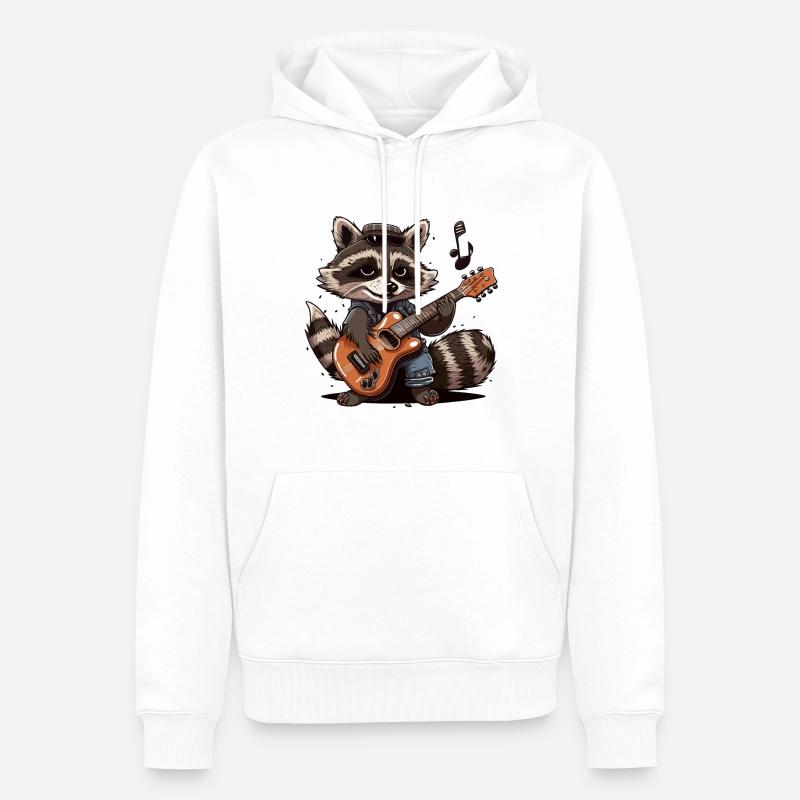 Waschbär Rocker - Männer Premium Bio Hoodie - Weiß