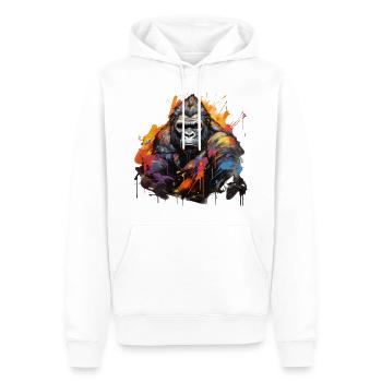 Stoischer Gorilla. Weisheit im Graffiti-Stil. - Männer Premium Bio Hoodie - Weiß - Vorne - Nico (187cm)