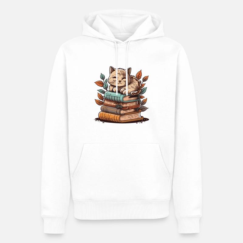 Die buchstäbliche Katze - Männer Premium Bio Hoodie - Weiß