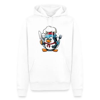 Cooking Penguin - Men’s Premium Organic Hoodie - white - Front - Nico (187cm)