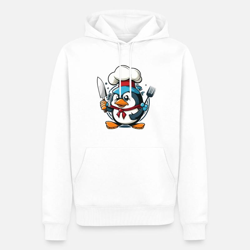 Cuisiner Pingouin - Sweat à capuche Premium bio Homme - blanc