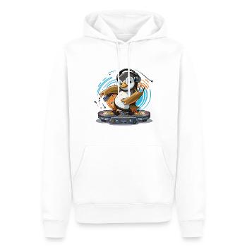Funky Penguin DJ - Sweat à capuche Premium bio Homme - blanc - Devant - Nico (187cm)