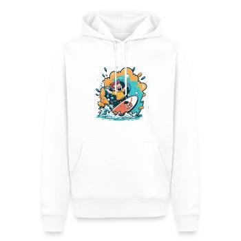 Surft nach oben - Männer Premium Bio Hoodie - Weiß - Vorne - Nico (187cm)