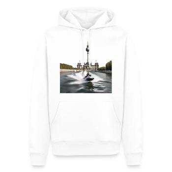 Jetski_Fernsehturm - Männer Premium Bio Hoodie - Weiß - Vorne - Nico (187cm)