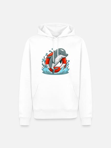 Rescue Mission with Dolphin - Men’s Premium Organic Hoodie - white
