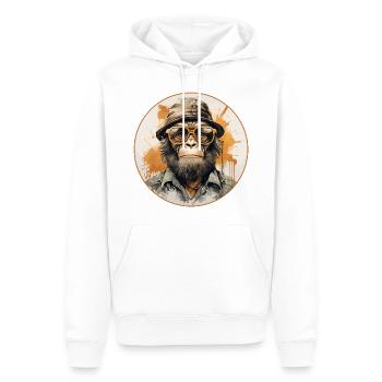 Singe sérieux #6 - Sweat à capuche Premium bio Homme - blanc - Devant - Nico (187cm)