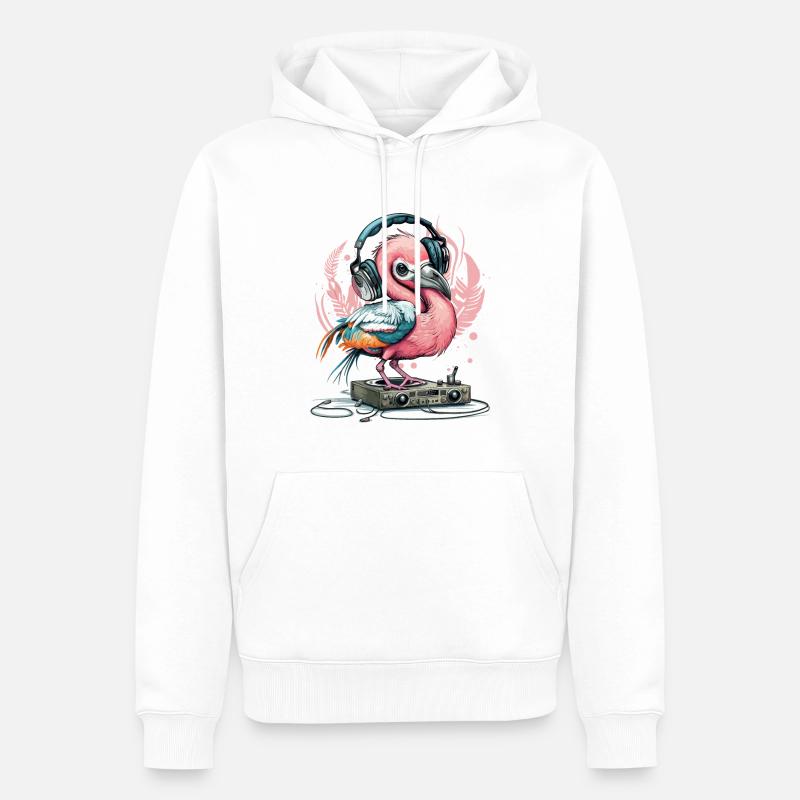 Flamingo-Beats - Männer Premium Bio Hoodie - Weiß