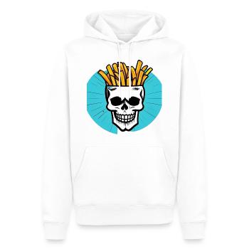Totenkopf Pommes - Männer Premium Bio Hoodie - Weiß - Vorne - Nico (187cm)