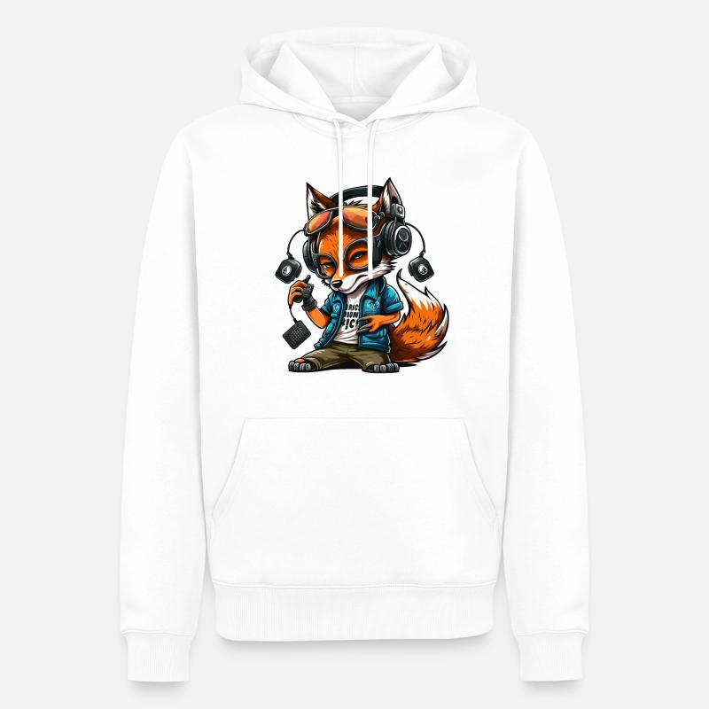 Foxy Beats - Sweat à capuche Premium bio Homme - blanc