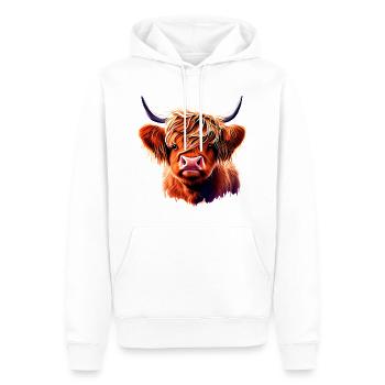 Illustration de l’écorce du bétail des Highlands - Sweat à capuche Premium bio Homme - blanc - Devant - Nico (187cm)