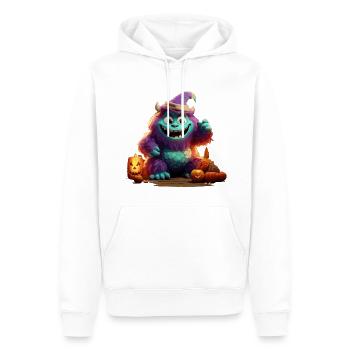 Lila Monster - Männer Premium Bio Hoodie - Weiß - Vorne - Nico (187cm)