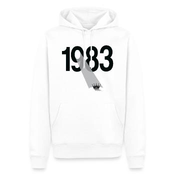 1983 41e anniversaire - Sweat à capuche Premium bio Homme - blanc - Devant - Nico (187cm)