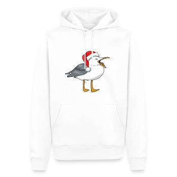 Mouette avec bonnet de Père Noël - Sweat à capuche Premium bio Homme - blanc - Devant - Nico (187cm)