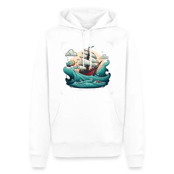 Les braves marins - Sweat à capuche Premium bio Homme - blanc - Devant - Nico (187cm)