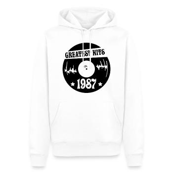 Millésime 1987 - Sweat à capuche Premium bio Homme - blanc - Devant - Nico (187cm)