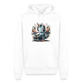 Smokin Einhorn DJ - Männer Premium Bio Hoodie - Weiß - Vorne - Nico (187cm)