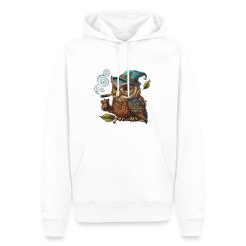 Sagesse du hibou - Sweat à capuche Premium bio Homme - blanc - Devant - Nico (187cm)