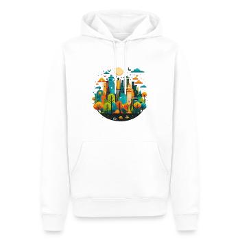 L’explorateur urbain - Sweat à capuche Premium bio Homme - blanc - Devant - Nico (187cm)