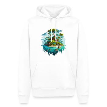 L’explorateur de l’île - Sweat à capuche Premium bio Homme - blanc - Devant - Nico (187cm)