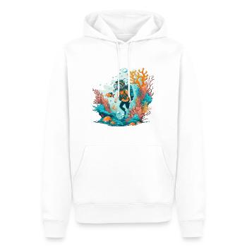 L’aventurier de l’océan - Sweat à capuche Premium bio Homme - blanc - Devant - Nico (187cm)