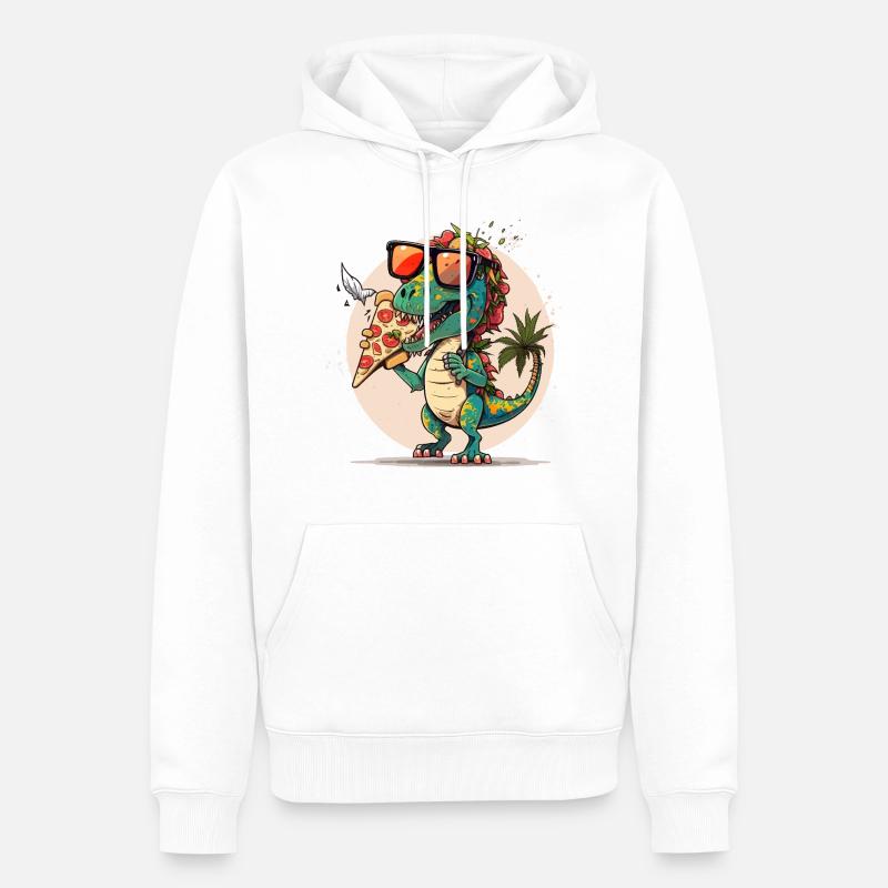 Pizza-saurus - Sweat à capuche Premium bio Homme - blanc