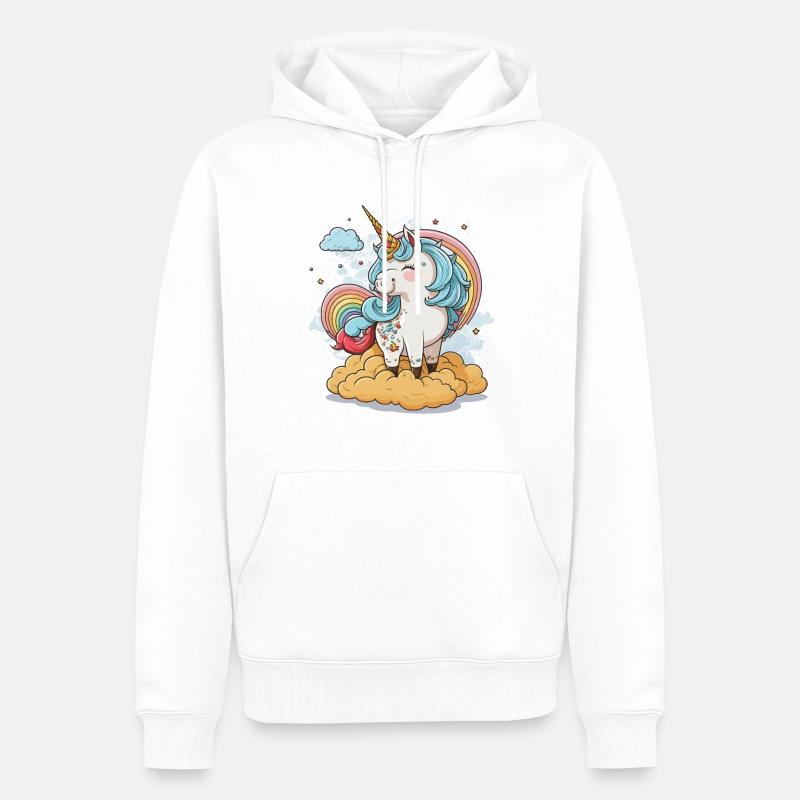 Das Regenbogen-Einhorn - Männer Premium Bio Hoodie - Weiß