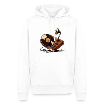 Le collectionneur de vinyles - Sweat à capuche Premium bio Homme - blanc - Devant - Nico (187cm)