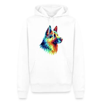 Moderner geometrischer Hundemaulkorb: Deutscher Schäferhund Wolf - Männer Premium Bio Hoodie - Weiß - Vorne - Nico (187cm)