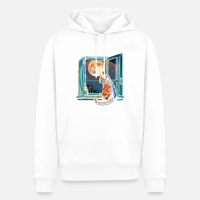 Hinterhältige Katze - Männer Premium Bio Hoodie - Weiß