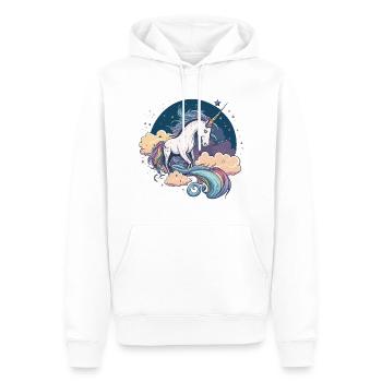 Licorne arc-en-ciel - Sweat à capuche Premium bio Homme - blanc - Devant - Nico (187cm)