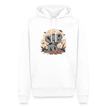 Éléphant espiègle - Sweat à capuche Premium bio Homme - blanc - Devant - Nico (187cm)