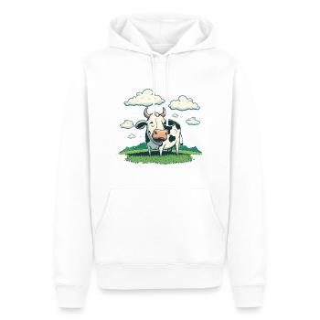 Vache satisfaite - Sweat à capuche Premium bio Homme - blanc - Devant - Nico (187cm)