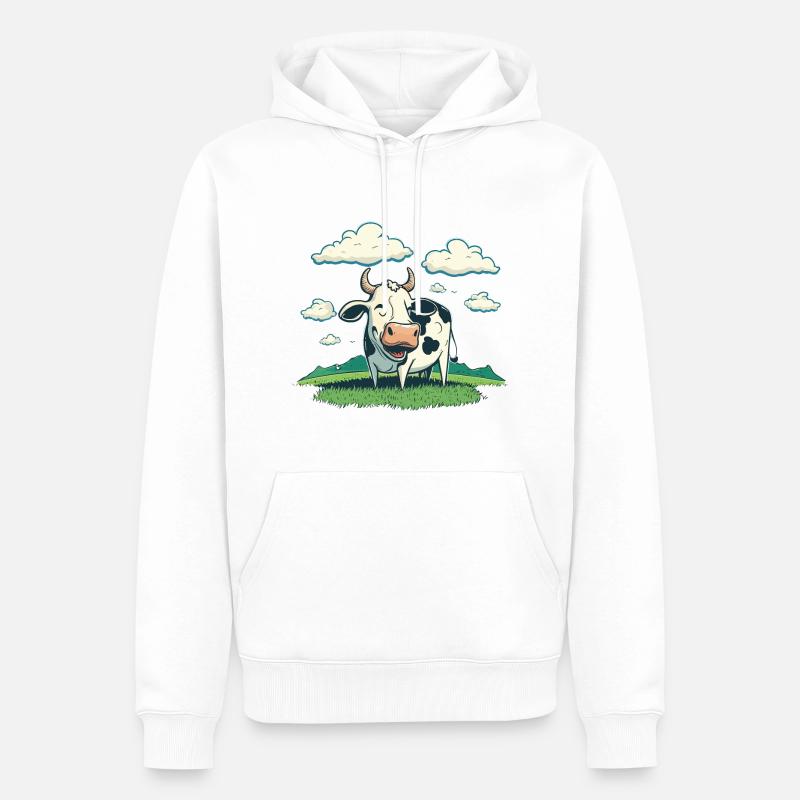 Vache satisfaite - Sweat à capuche Premium bio Homme - blanc