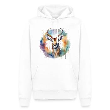 Antilope animal de puissance - Sweat à capuche Premium bio Homme - blanc - Devant - Nico (187cm)