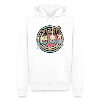 Millésime 1984 - Sweat à capuche Premium bio Homme - blanc - Devant - Nico (187cm)
