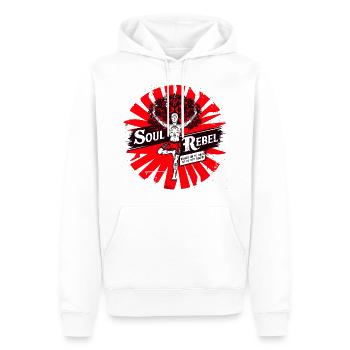 Soul Rebel! - Männer Premium Bio Hoodie - Weiß - Vorne - Nico (187cm)