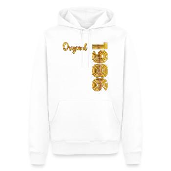 Millésime 1986 - Sweat à capuche Premium bio Homme - blanc - Devant - Nico (187cm)