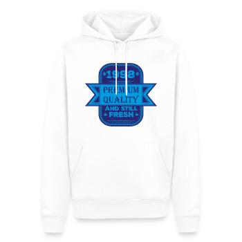 Millésime 1998 - Sweat à capuche Premium bio Homme - blanc - Devant - Nico (187cm)